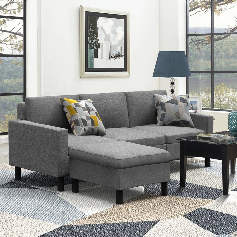 Latitude Run® Convertible sectional sofa with reversible chaise, l